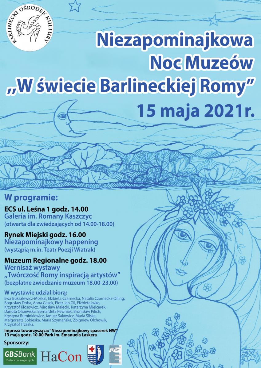 Plakat Noc Muzeów w świecie Barlineckiej Romy