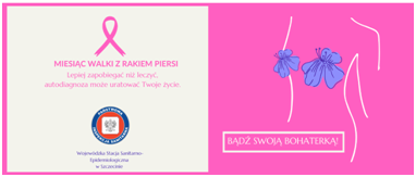 plakat informujący o miesiącu walki z rakiem piersi