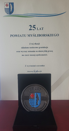 Dyplom z okacji 25 Lecia Powiatu Myśliborskiego 